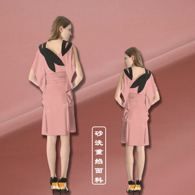 High-grade pink heavy silk crepe de chine fabric 30mm and 40mm shirt dress silk fabric wholesale silk cloth 112cm