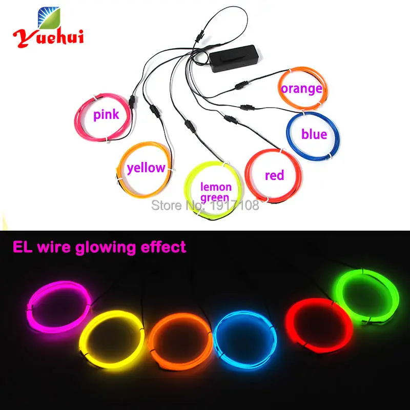 With DIY toys ,craft, clothing, electrical appliances party DIY decorative 2.3mm 1Meter x 6 pcs flexible el wire neno light