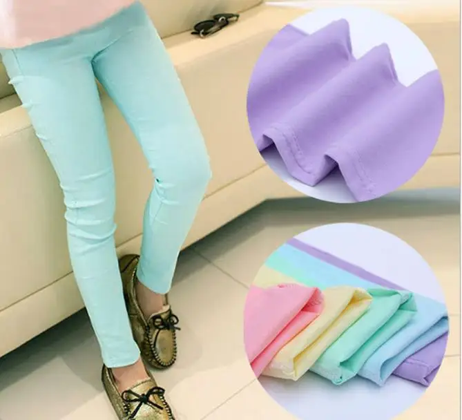 

2019 Spring Children's Wear Pants Candy Colored Girls Tights Pencil Children Trousers