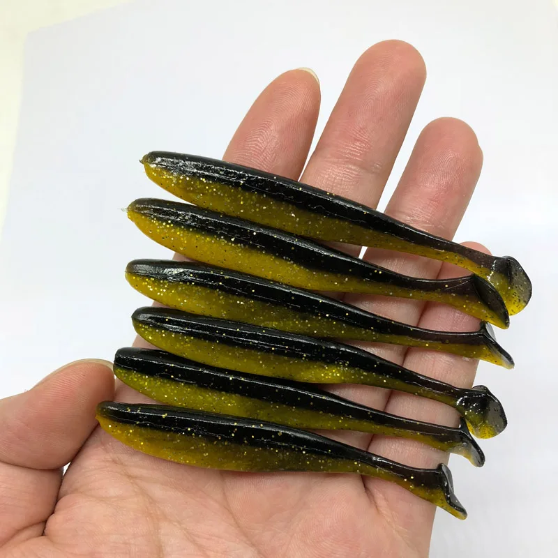 6pcs / lot Easy Cleaner Soft Lures 85mm /4g Silicone Bait Double Color Carp Artificial Fishing tackle Fishing Lures