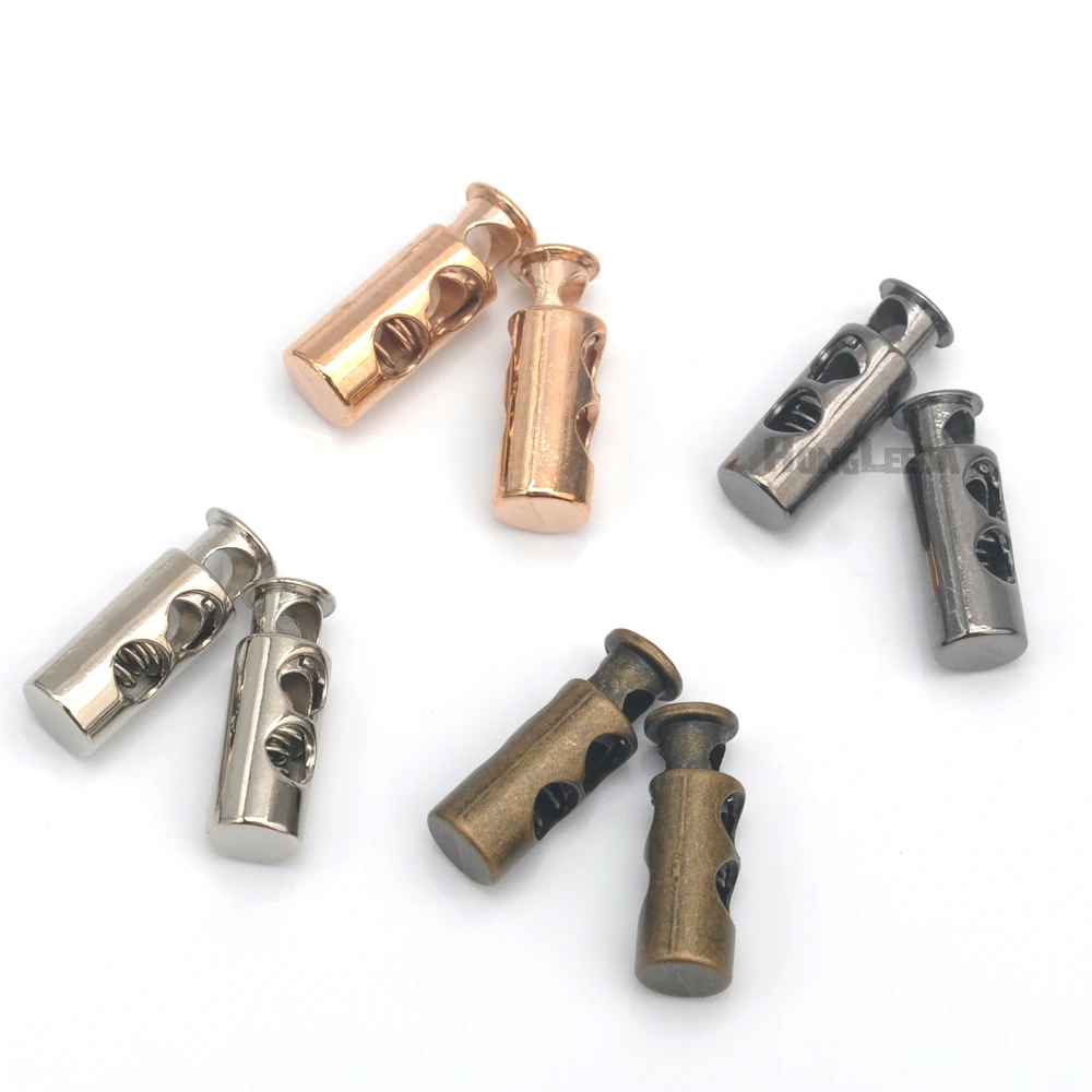 

30pcs/lot round metal alloy stoppers 2 hole toggle cord locks Drawstring lock 3mm nickle/black/bronze/gold STP-013