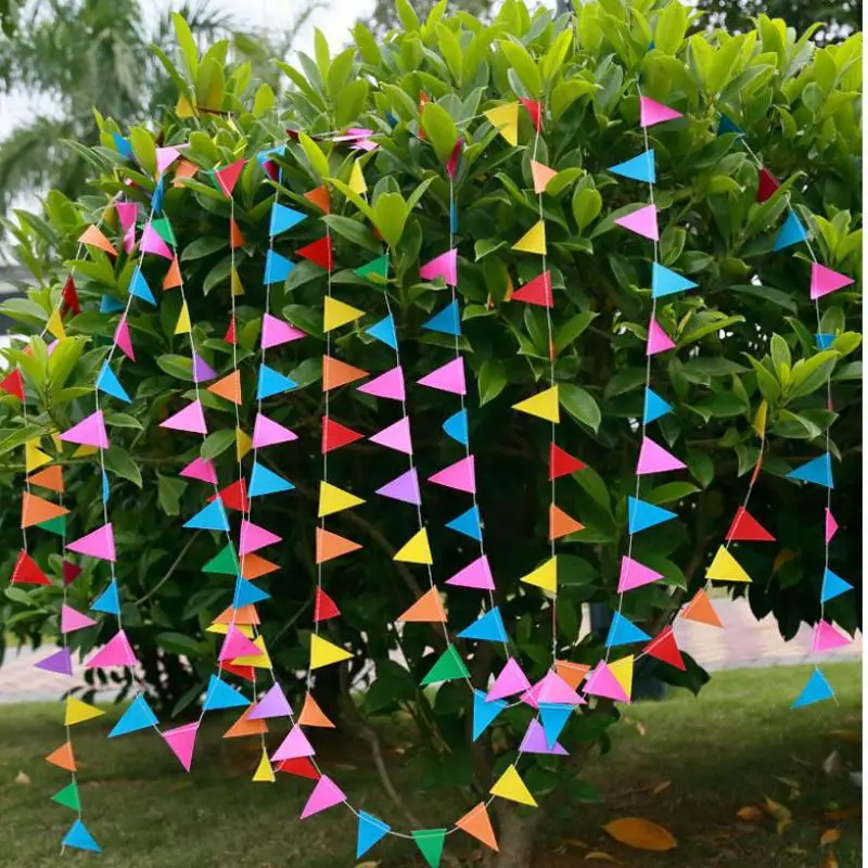 Wedding Decorations 4m Paper Garland Cardboard Triangular Flag On Paper For Baby Shower Birthday Party