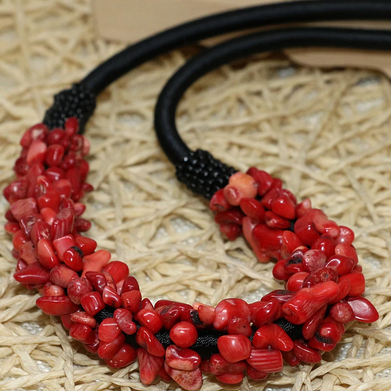 Charming natural stone red coral 9-11mm irregular gravel nugget chip beads diy necklace jewelry 18inch B520