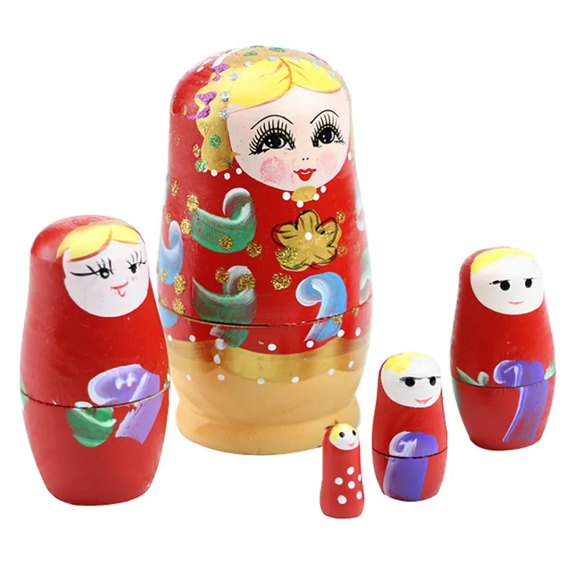 Exquisite 5 sztuk/zestaw lalki drewniane rosyjski gniazdowania babuszka Matryoshka ręcznie malowane prezent dla zabawka dla dzieci