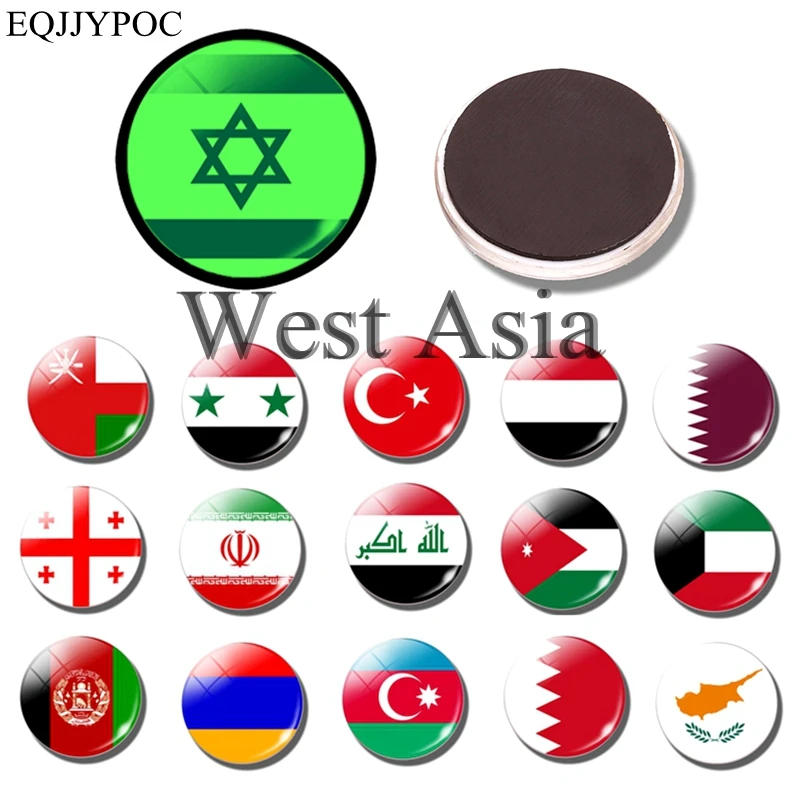 Glowing West Asia Fridge Magnet Countries Souvenir Luminous Refrigerator Magnets Turkey Israel Afghanistan Jordan Armenia Flag