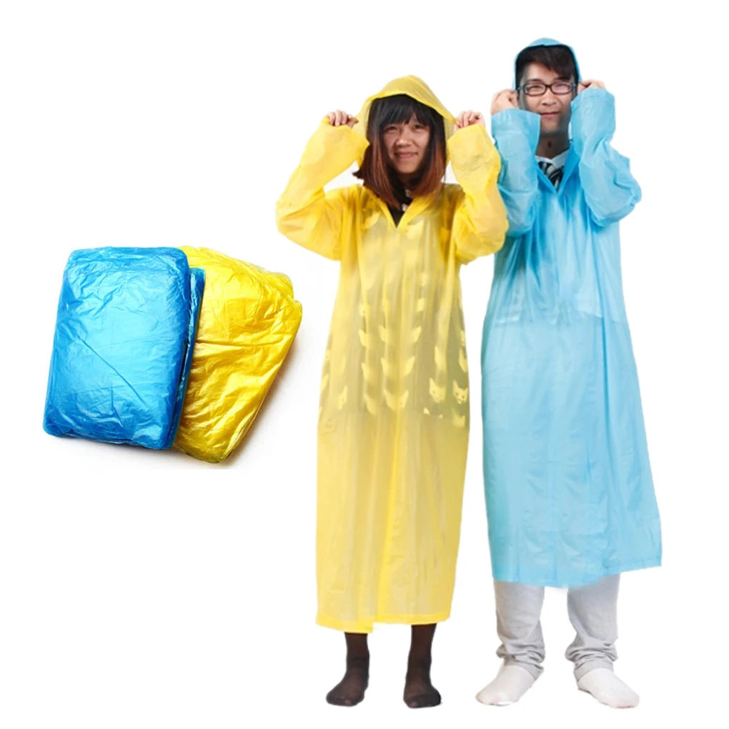 Foldable Plastic Raincoat Camping Mountaineering Backpacking Rain Coat Family Campers Equipment Accessories Color Random