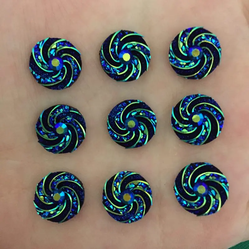 30pcs 12mm AB Resin Round whirlwind Flatback Rhinestone Wedding decoration C87