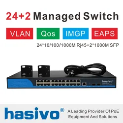 24 RJ45 10M/100M/1000M & 2 Optical port Managed Switch  30 watts AC100-240V 50/60HZ