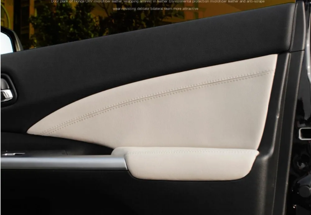 Interior Car Door Handle Armrest Panel Microfiber Leather Cover For Honda CRV 2012 2013 2014 2015 2016  with Mount Fittings