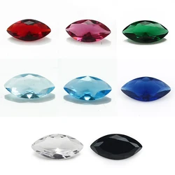 50pcs 1.5x3~8x16mm Marquise Shape Loose Glass Stone Rose Red Color Blue Green White Black