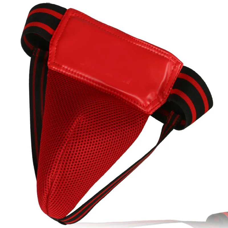 Hot Wholesale Red Black Adult Male MMA Jockstrap Sanda Groin Guards Taekwondo Crotch Protector Kick Boxing Protection Guard