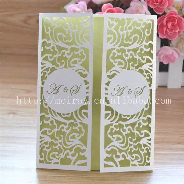 High Quality Laser Cut excellent Personalized Waves design Wedding Invitation Card