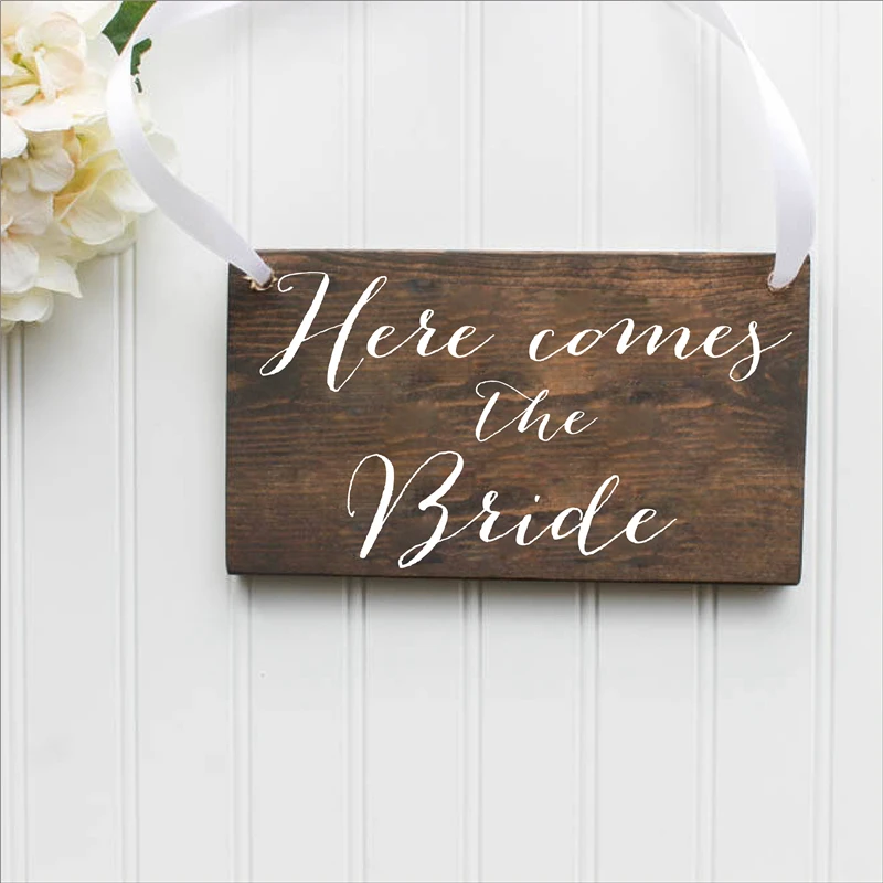 Wedding Here comes the Bride Sign Ringer Bearer, Flower Girl  Wedding Stickers Vinyl Removable Waterproof decal
