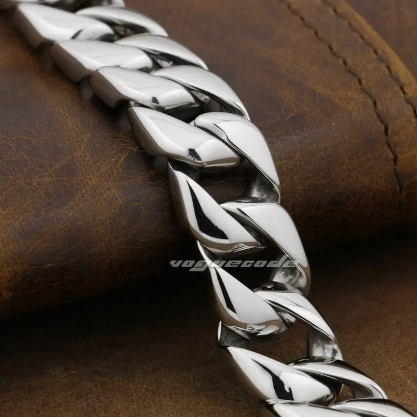 LINSION 316L Stainless Steel 9 Length Mens Biker Rocker Punk Bracelet 5L019