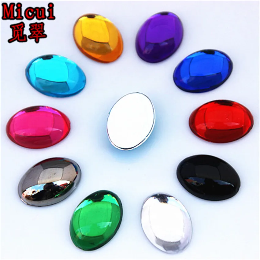 Micui 50 pz 13*18mm Colore Della Miscela Ovale Acrilico Strass Flatback Pietre di Cristallo Per Gioielli Artigianato Abbigliamento Decorazioni MC725