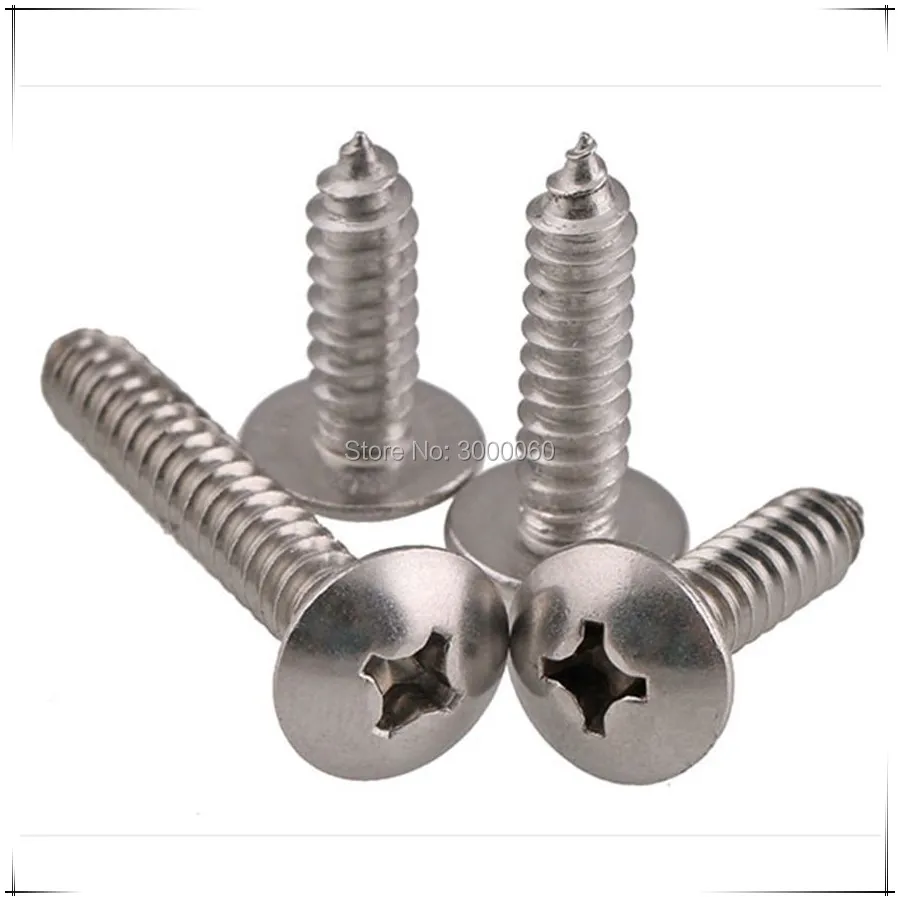 M4 M5 Stainless Steel A2 304 Phillips Cross Recessed Truss Head Mushroom Self Tapping Screws 200pcs/Lot