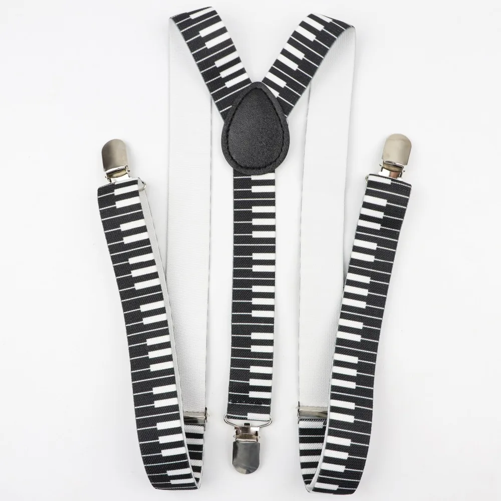 Music Man Belt Men Woman Men's Suspenders Bright Clip-on Y-Back Braces Elastic Women Adjustable Piano Note