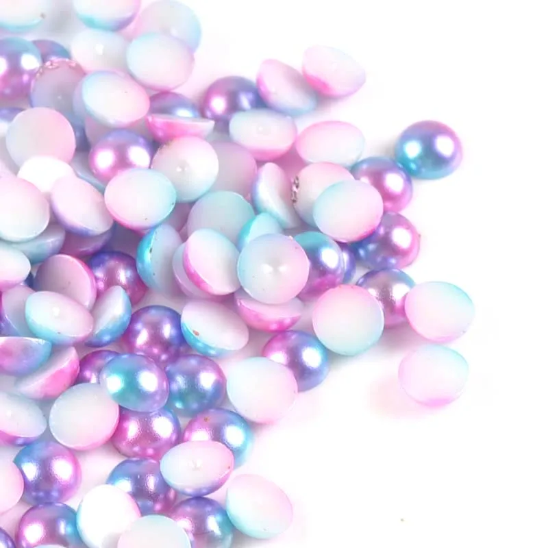 300Pcs 6mm mixed color Half Round ABS Imitation Pearl for jewelry making Fake Flat Back for Scrapbook Craft Y0701-6X