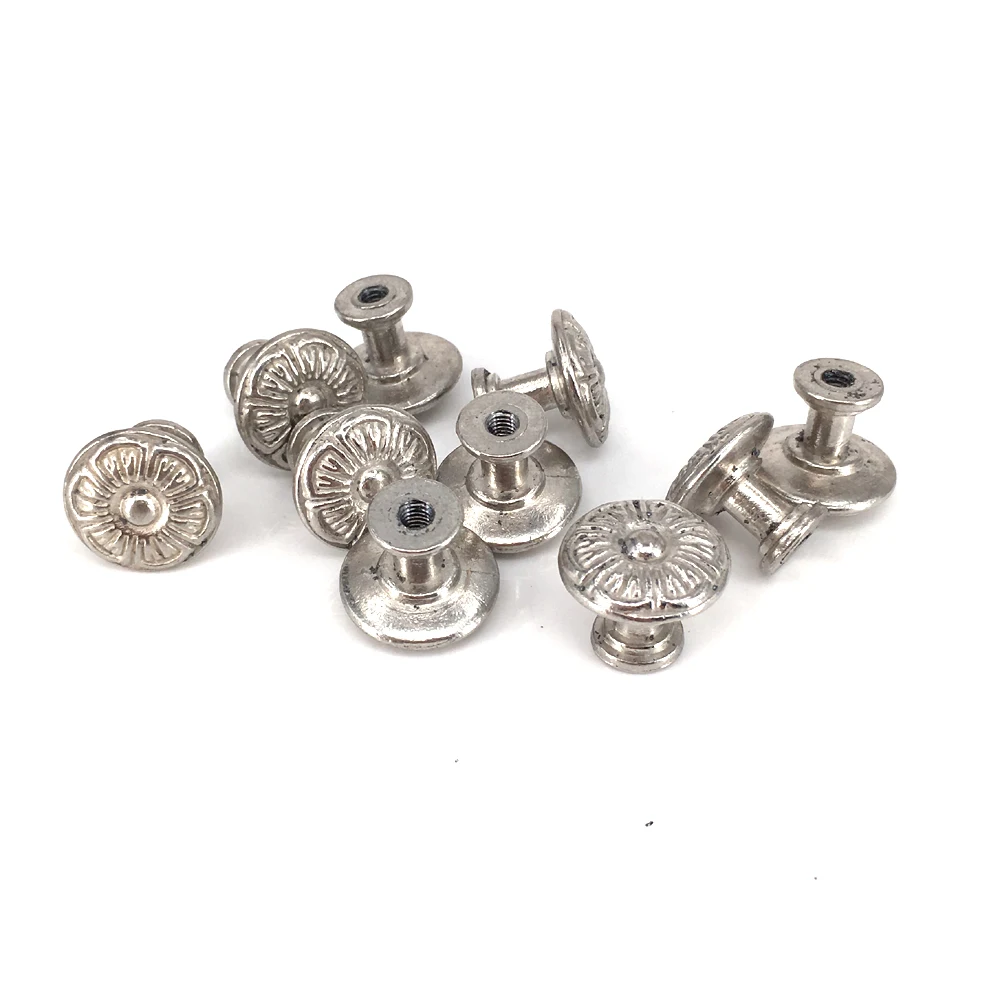 

10Pcs Silver Furniture Knobs,Decorative Mini Jewelry Box Drawer Cupboard Cabinet Door Pull Knob Furniture Hardware