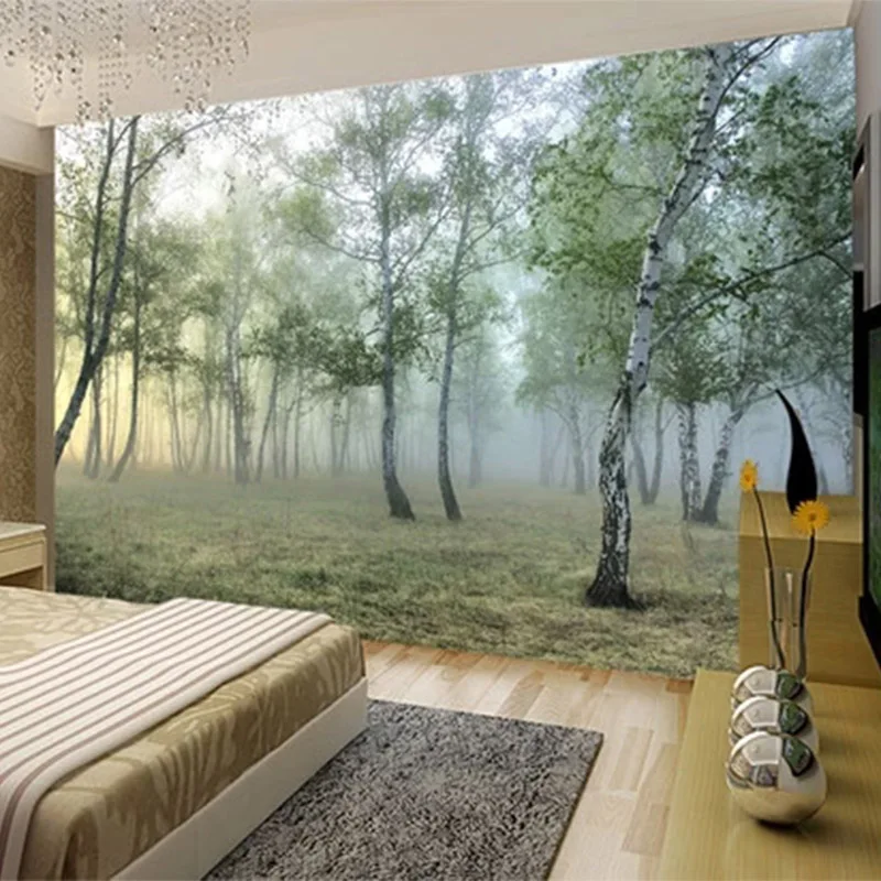 Carta da parati fotografica 3D foresta verde natura paesaggio murales soggiorno TV divano studio sfondo pittura murale Papel De Parede 3D Sala