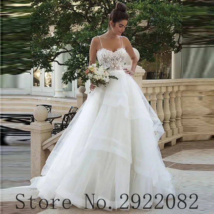 Vestido De novia 2022, tirantes finos, escote en forma De corazón, Apliques De encaje, corpiño, corsé, línea A, Vestido De novia De tul personalizado