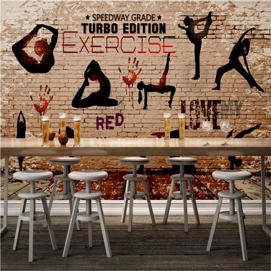 wellyu Custom wallpaper 3d photo murals gym yoga sports silhouette wall living room bedroom wallpaper 3d papel de parede mural