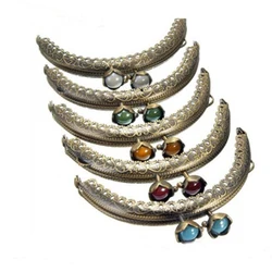 5pcs 8.5CM Lotus head Bag Kiss Clasp antique Bronze semicircle Metal Coining Pattern Purse Frame DIY Bag Accessories AU517