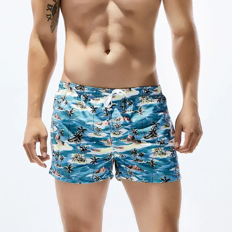 

Men's Coconut Trees Printed Board Shorts Beach Shorts for Man Swim Trunks Short De Bain Homme Man Bikini Swimwear Surfing Shorts