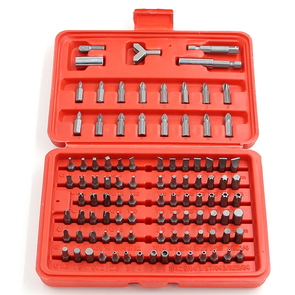 100pcs/set Bits Set Sturdy Chrome Vanadium Steel Screwdriver Bit Head Set Professional 1/4\'\' Hex Bit Set With Case