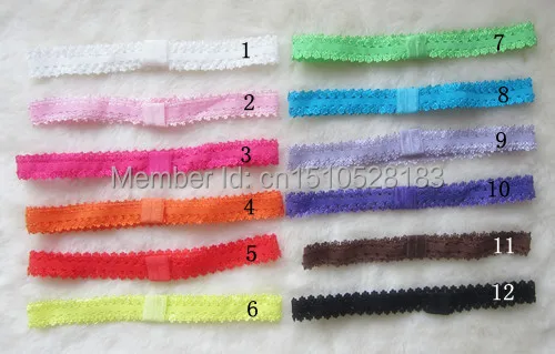 

Free Shipping,2017 New 48pcs/lot 12 Colors Shimmery Stretchy Lace Headbands,Lacy Frilly Hairbands,Hair Accessories