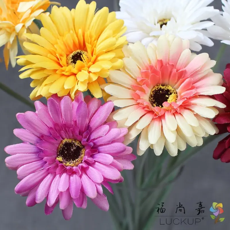 6 PCS Single Stem Silk Flower Artificial Gerbera daisy chrysanthemum Home Party Table Decoration Gift F523