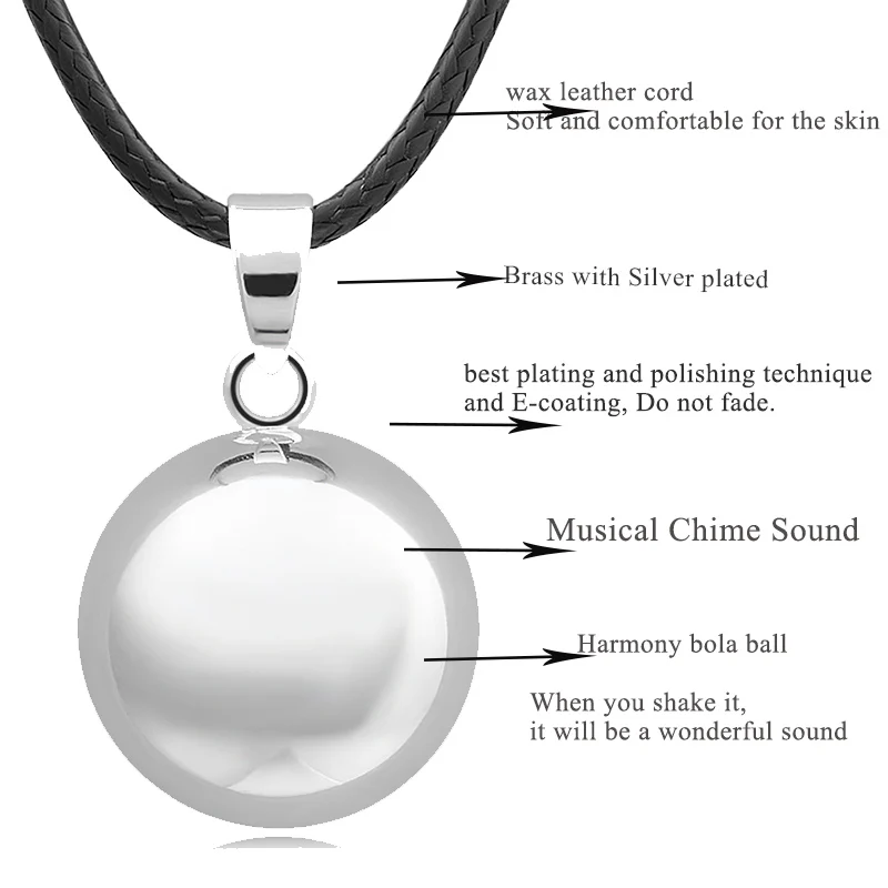 Sound Pendant Necklace Pregnancy Chime Ball Harmony Bola Pendant Necklace Wishing Ball Pregnant Women Gift Baby Angel Caller