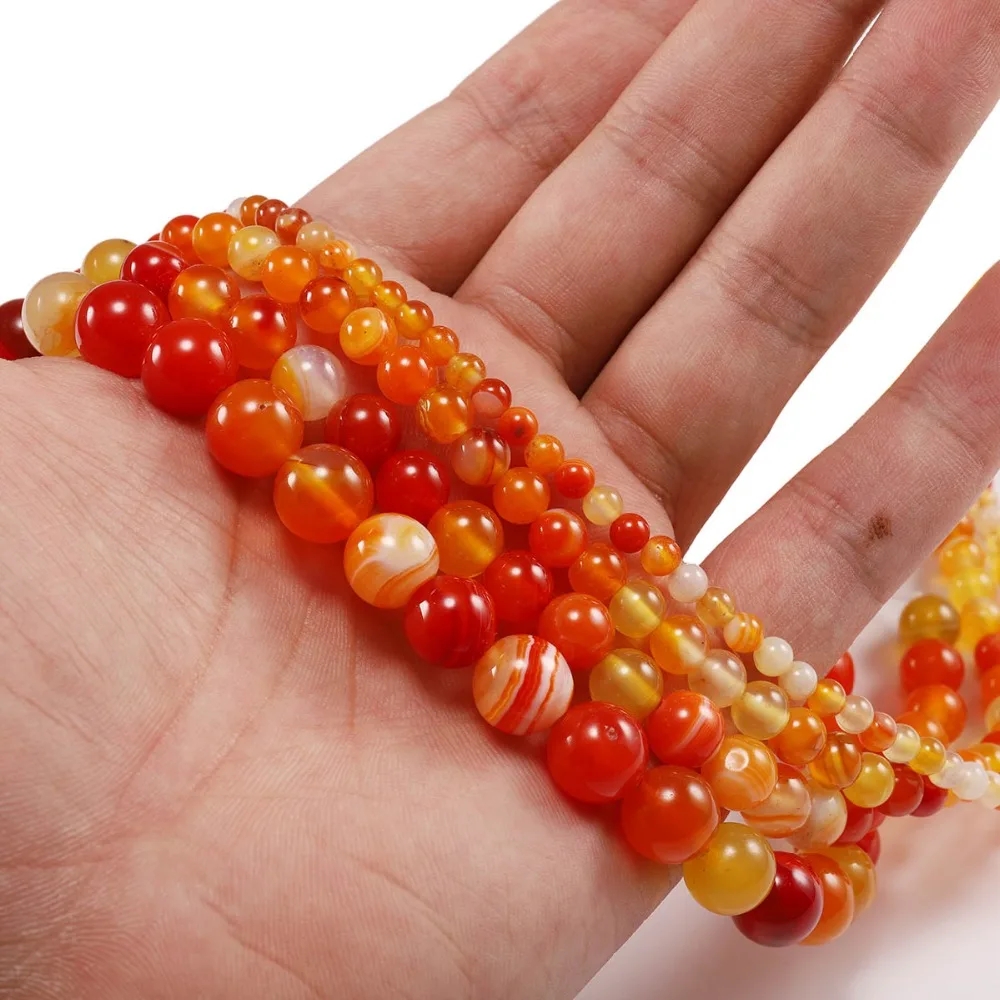4/6/8/10/12mm Natural Orange Banded Agat Natural Stone Round Beads For Jewelry Making DIY Bracelet Necklace Earring 1strand/lot image 5