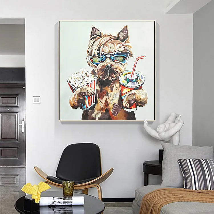 Dog painting Canvas acrylic painting wall art pictures for living room home decor pop art animal Painting cuadros decoracion 003