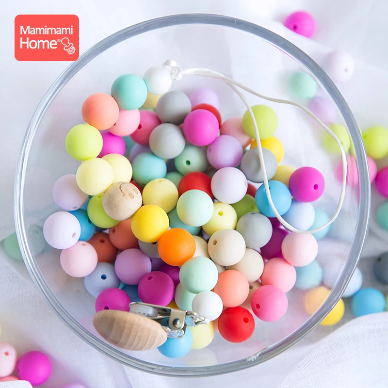 mamihome 15mm 5pc baby silicone teether beads DIY for Nursing Necklace Food Grade perle Silicone pacifier clip chain nurse gift