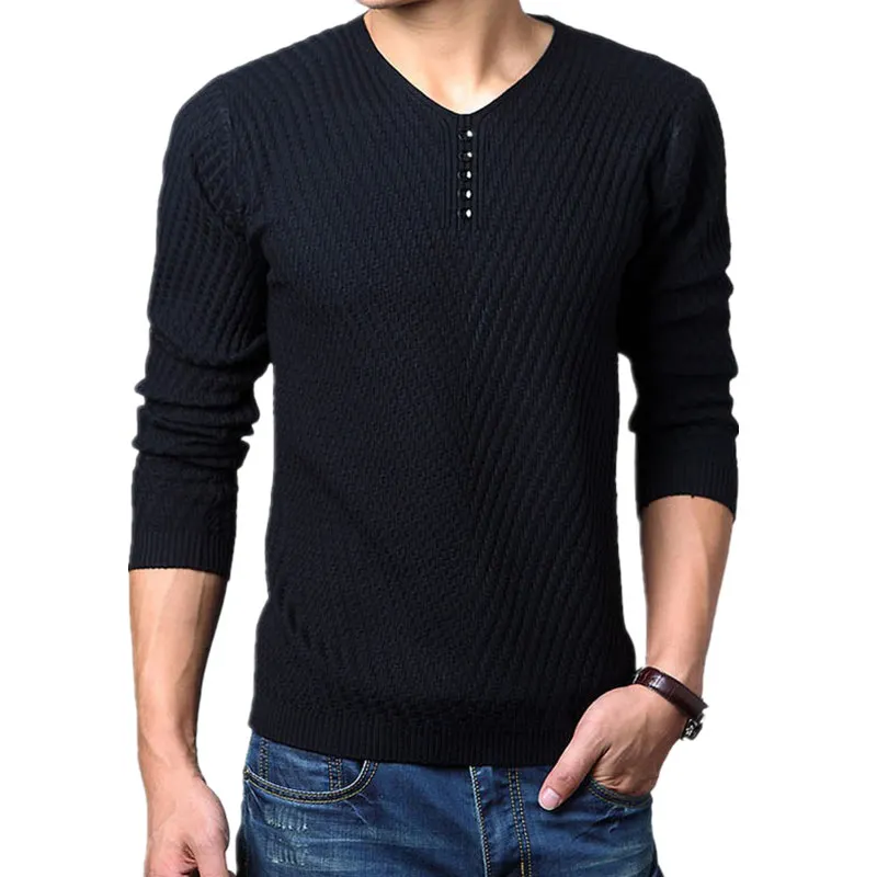 M-4XL Winter Henley Neck Sweater Men Cashmere Pullover Christmas Sweater Mens Knitted Sweaters Pull Homme Jersey Hombre 2023
