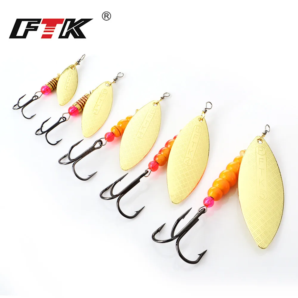 FTK Spinner Bait 4G/7G/12G/18G/30G Spoon Lures pike Metal With Treble Hooks Arttificial Bass Bait Fishing Lure