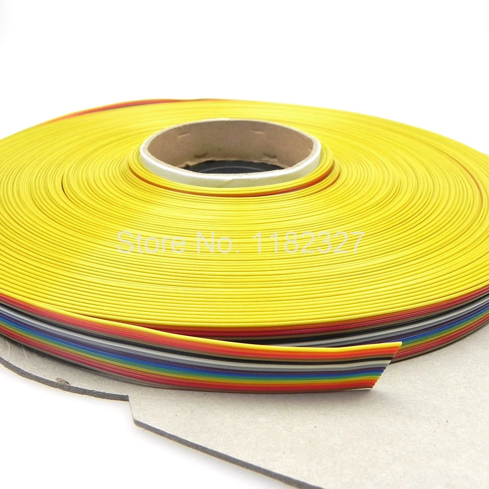 

(1 meter/lot) 1.27mm Tussenruimte Pitch 14 MANIER 14 Pin Platte Kleur Regenboog Lint Kabel Draad Gestrand Geleider Voor PCB