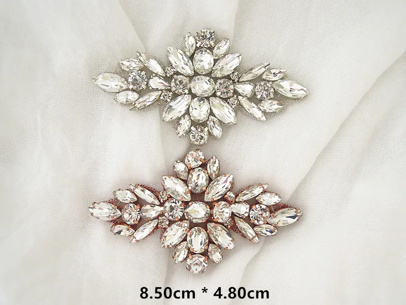 （30PCS）Silver handmade crystal rhinestone applique beaded patch iron on for dress shoes WDD0995