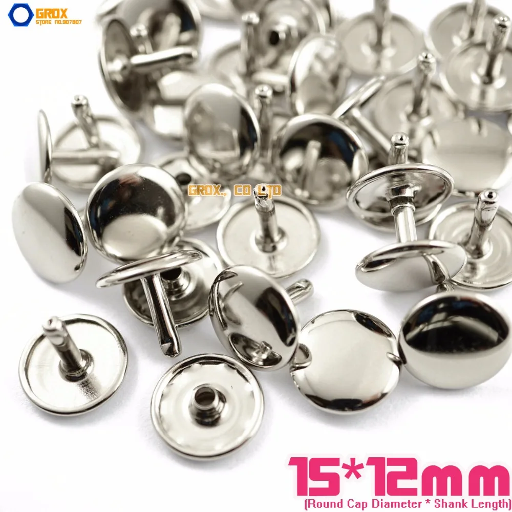 

150 set 15*12mm Silver Double Cap Round Rapid Rivet Punk Rock Leathercraft Rivet