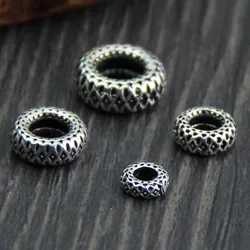 100% 925 Sterling Silver Fancy Craft Wheel Round Spacer Beads 6mm 8mm 10mm 12mm Silver Connector Ring Beads DIY Jewelry Making