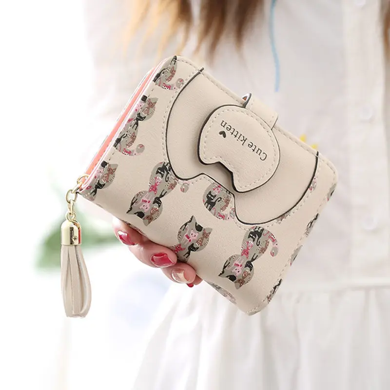 

Women Lady Girl Cute Cartoon Cat Wallet Elegant Card Holder Coin Purse Small PU Leather Clutch Handbag Fashion Lovely Money Bag