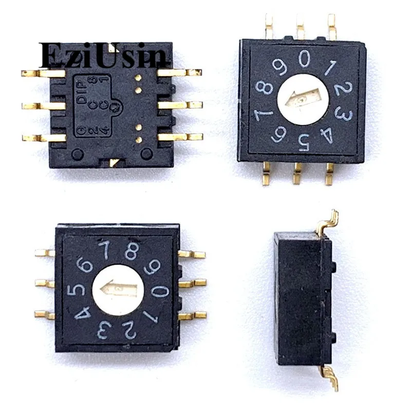 0-9 10 Rotary Coding Knob Switch SMD 6pins  0mm Shank 3:3 PCB  Switching RM3AF-10R 6p