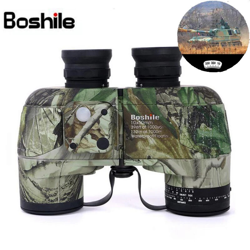 

Boshile Binoculars 10x50 Professional Marine Bak4 Prism Waterproof With Compass Military Telescope High Power Lll Night Vision