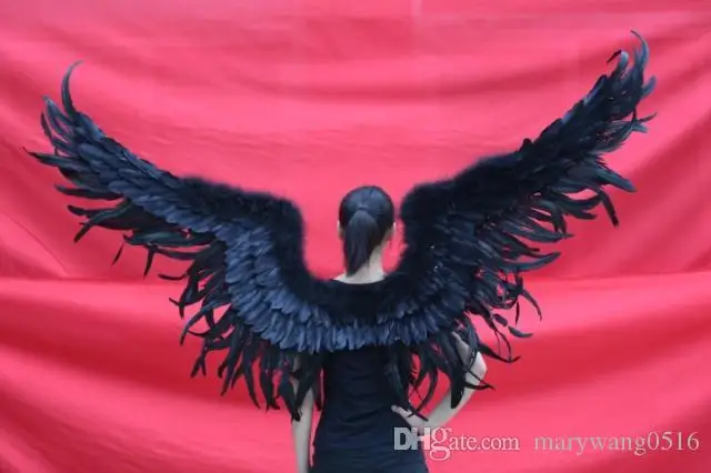 Wholesale adult's Black Large devil feather wings Party Halloween Event Bar stage performance Cosplay props