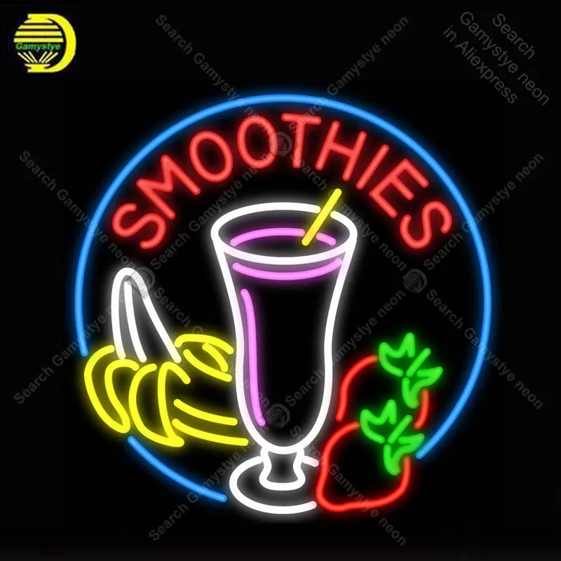 Neon Signs for Smoothies with Fruit Neon Lamp Glass Tube Neon Bulbs Sign Room Decor Shop Hotel Handcraft Indoor Sign advertise