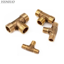 Adaptador de tubería de latón de 3 vías, conector acoplador para agua, rosca macho BSP, tipo T, 1/8 