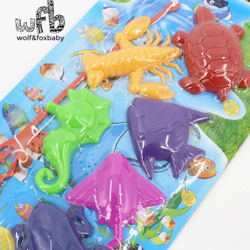 Retail 6pcs/pack magnetic fishing game 5fishes model Baby infant Educational Toys intelligence