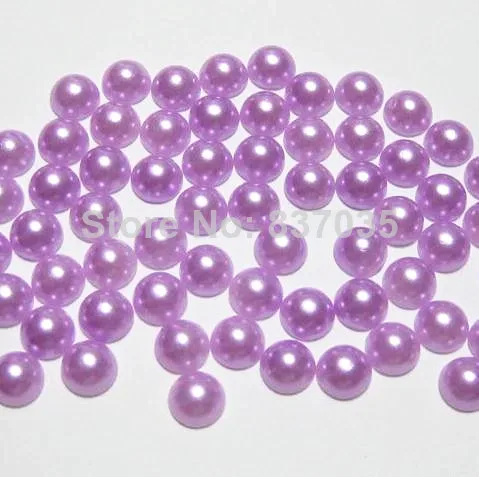 

1000PCs 6mm ABS pueple Half Round Flatback pearl beads nails/scarpbook cell phone case finding Loose Making DIY acessories