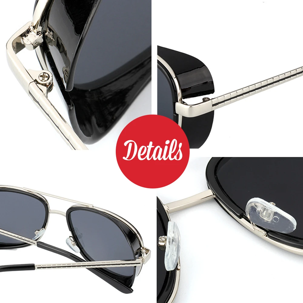 2026 Trending Tony Stark Sunglasses Men UV400 Gothic Square Sun Glasses Steampunk Women Vintage Eyewear